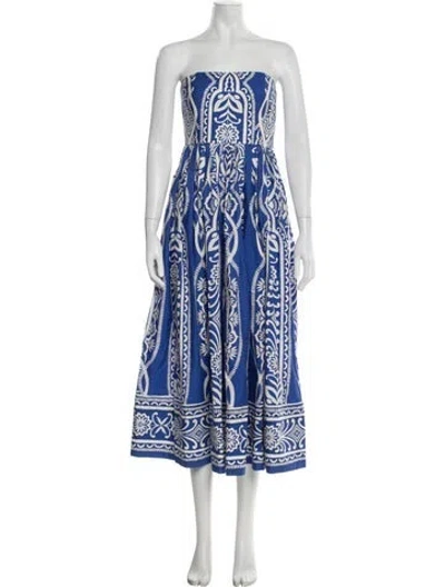Pre-owned Cara Cara Printed Midi Length Dress In Blue