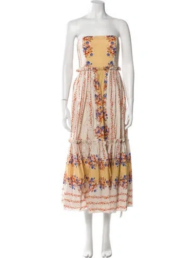 Pre-owned Cara Cara Printed Midi Length Dress In Neutral