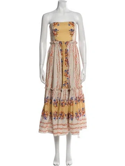 Pre-owned Cara Cara Printed Midi Length Dress In Neutral