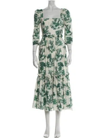 Pre-owned Cara Cara Printed Midi Length Dress In Neutrals