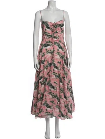 Pre-owned Cara Cara Printed Midi Length Dress In Pink