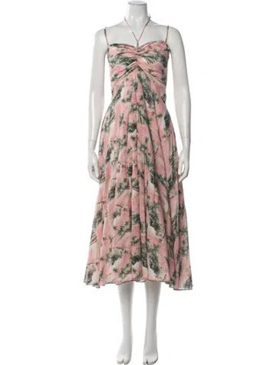 Pre-owned Cara Cara Printed Midi Length Dress In Pink