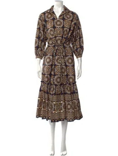 Pre-owned Cara Cara Printed Midi Length Dress W/ Tags In Blue