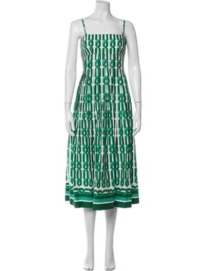 Pre-owned Cara Cara Printed Midi Length Dress W/ Tags In Green