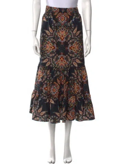 Pre-owned Cara Cara Printed Midi Length Skirt In Black