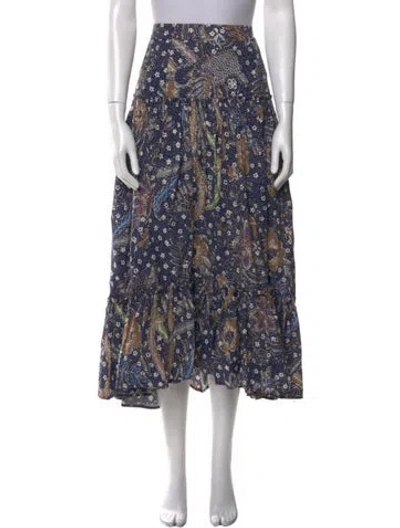 Pre-owned Cara Cara Printed Midi Length Skirt In Blue