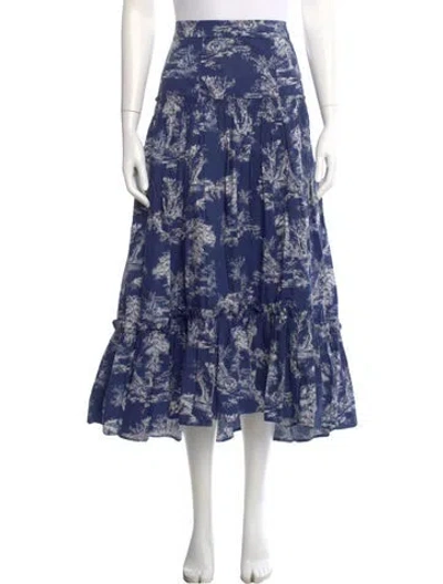 Pre-owned Cara Cara Printed Midi Length Skirt In Blue