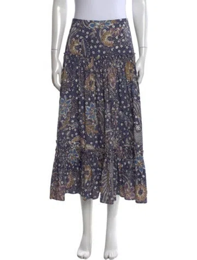 Pre-owned Cara Cara Printed Midi Length Skirt In Blue