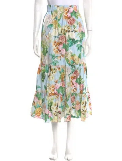 Pre-owned Cara Cara Printed Midi Length Skirt In Blue