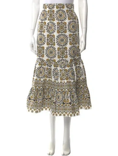 Pre-owned Cara Cara Printed Midi Length Skirt In Green