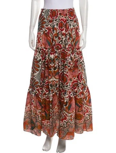 Pre-owned Cara Cara Printed Midi Length Skirt In Multi