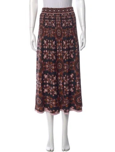 Pre-owned Cara Cara Printed Midi Length Skirt In Multi
