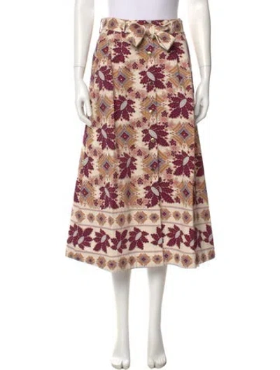 Pre-owned Cara Cara Printed Midi Length Skirt In Neutral