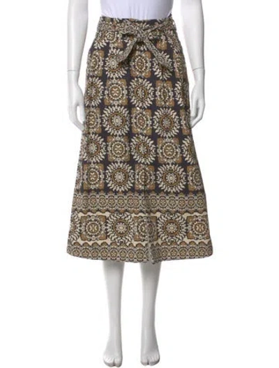 Pre-owned Cara Cara Printed Midi Length Skirt In Neutral