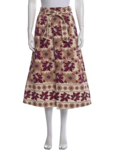 Pre-owned Cara Cara Printed Midi Length Skirt In Neutral