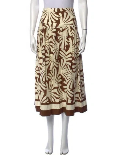 Pre-owned Cara Cara Printed Midi Length Skirt In Yellow