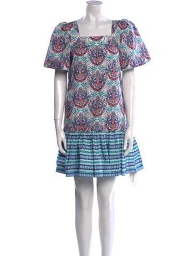 Pre-owned Cara Cara Printed Mini Dress In Blue