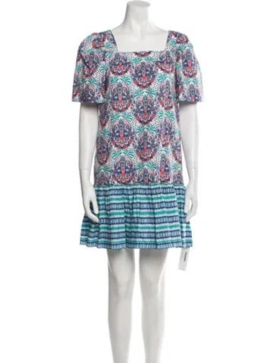Pre-owned Cara Cara Printed Mini Dress In Blue