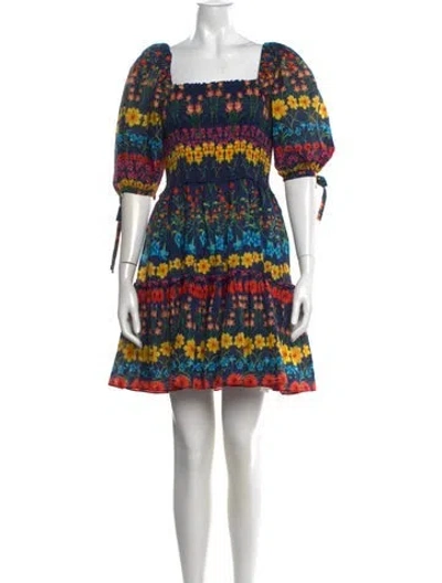 Pre-owned Cara Cara Printed Mini Dress In Blue