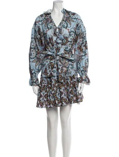 Pre-owned Cara Cara Printed Mini Dress In Blue