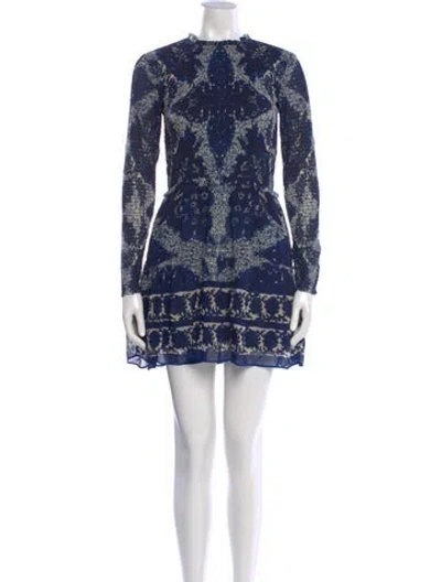 Pre-owned Cara Cara Printed Mini Dress In Blue