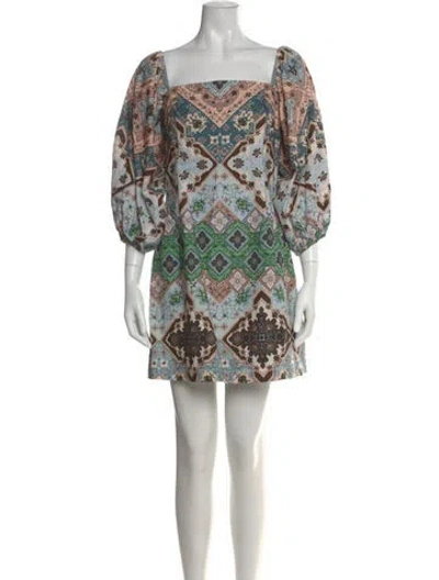 Pre-owned Cara Cara Printed Mini Dress In Blue