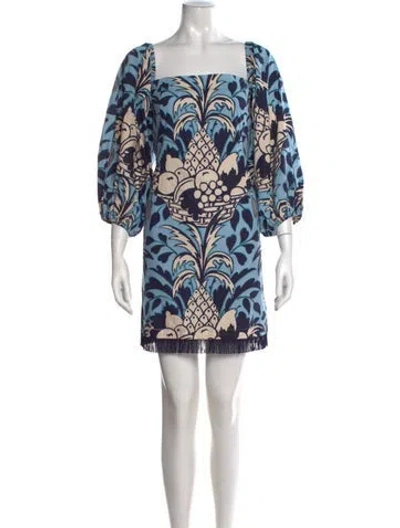 Pre-owned Cara Cara Printed Mini Dress In Blue