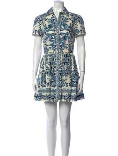 Pre-owned Cara Cara Printed Mini Dress In Blue