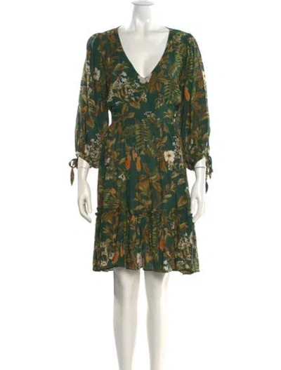 Pre-owned Cara Cara Printed Mini Dress In Green