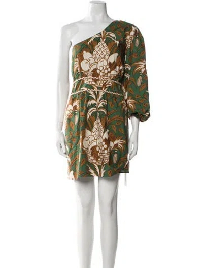 Pre-owned Cara Cara Printed Mini Dress In Green