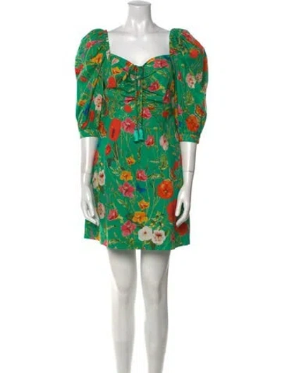 Pre-owned Cara Cara Printed Mini Dress In Green