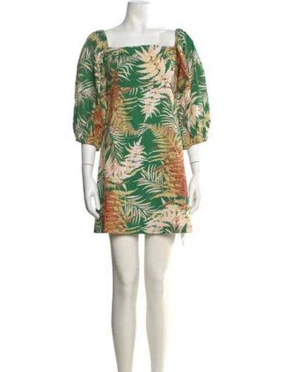 Pre-owned Cara Cara Printed Mini Dress In Green