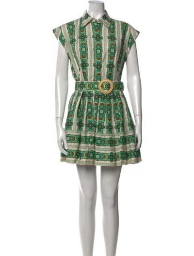 Pre-owned Cara Cara Printed Mini Dress In Green