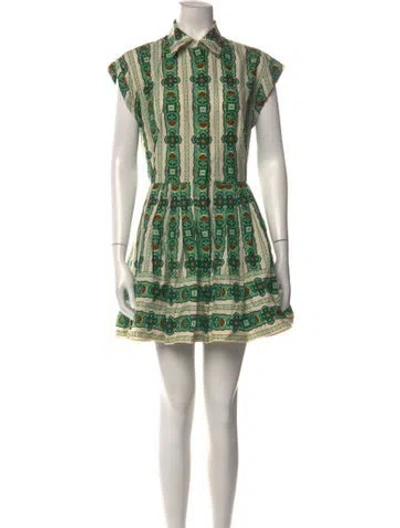 Pre-owned Cara Cara Printed Mini Dress In Green