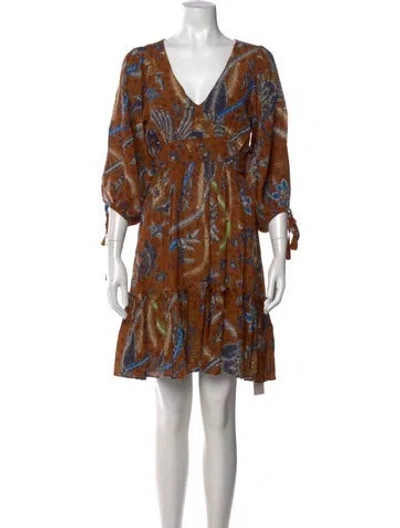 Pre-owned Cara Cara Printed Mini Dress In Neutral