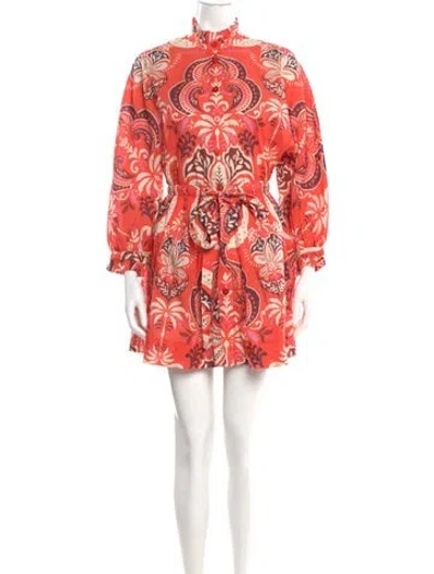 Pre-owned Cara Cara Printed Mini Dress In Orange