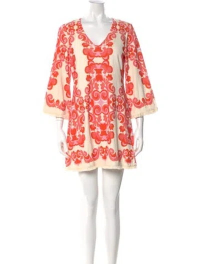 Pre-owned Cara Cara Printed Mini Dress In Orange