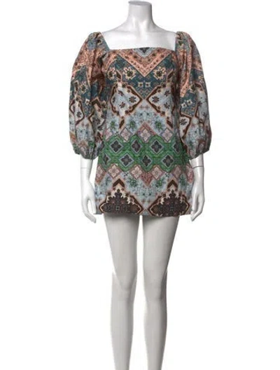 Pre-owned Cara Cara Printed Mini Dress W/ Tags In Blue