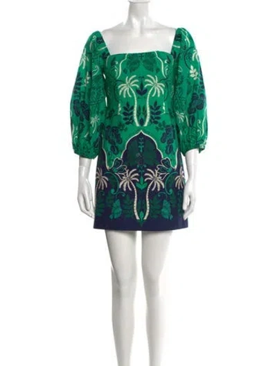 Pre-owned Cara Cara Printed Mini Dress W/ Tags In Green