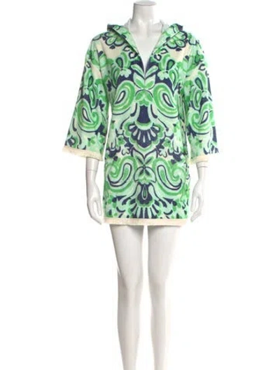 Pre-owned Cara Cara Printed Mini Dress W/ Tags In Green
