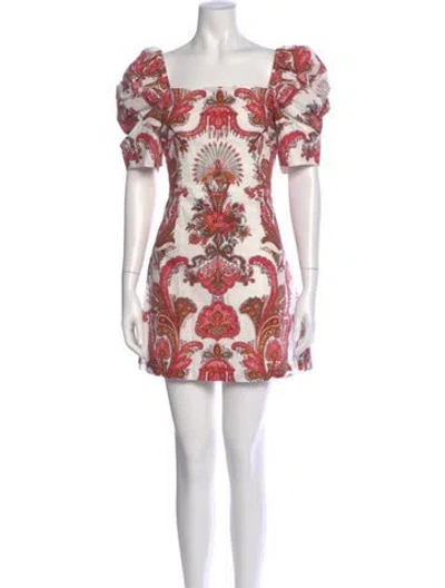 Pre-owned Cara Cara Printed Mini Dress In White