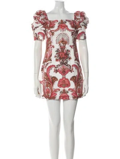 Pre-owned Cara Cara Printed Mini Dress In White