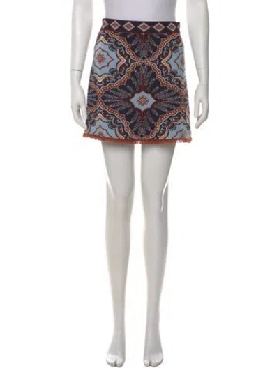 Pre-owned Cara Cara Printed Mini Skirt In Black