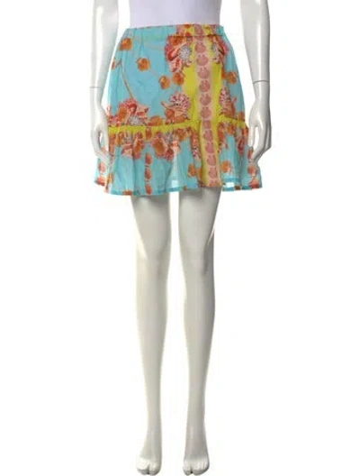 Pre-owned Cara Cara Printed Mini Skirt In Blue