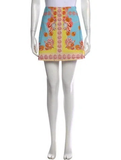 Pre-owned Cara Cara Printed Mini Skirt In Blue