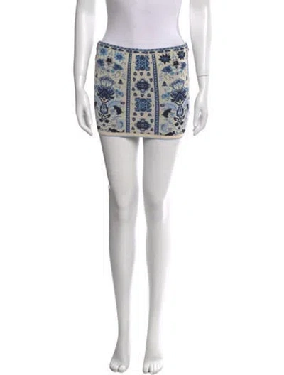 Pre-owned Cara Cara Printed Mini Skirt In White