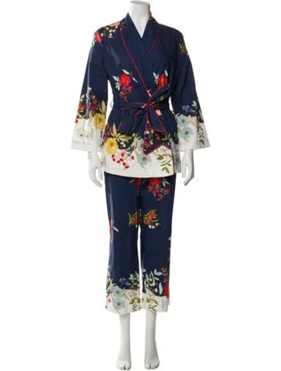 Pre-owned Cara Cara Printed Pant Set In Blue