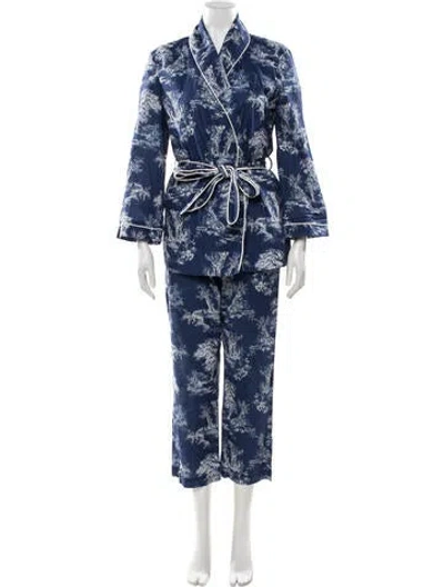Pre-owned Cara Cara Printed Pant Set In Blue
