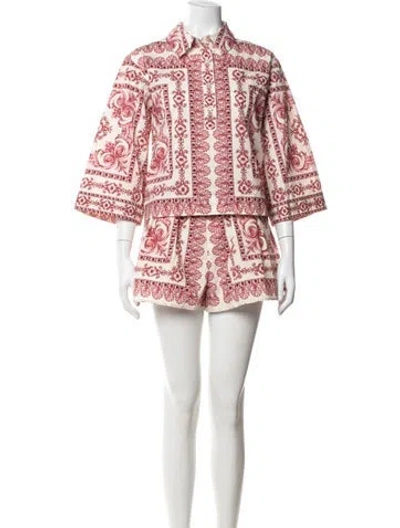 Pre-owned Cara Cara Printed Short Set In Neutrals/pink