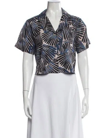 Pre-owned Cara Cara Printed Short Sleeve Button-up Top In Multi